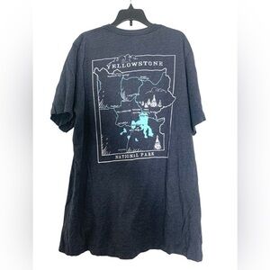 Vintage Yellowstone National Park Bear Map Forest Tee Top T-shirt Grey XL